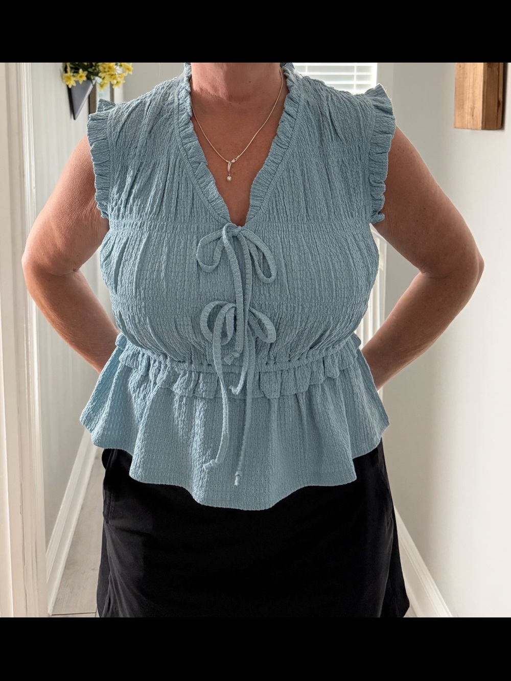 Time and Tru Light Blue Textured Blouse, NWT - Picture 7 of 7